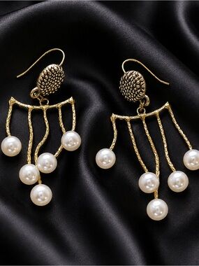 White Shell Pearl Earrings Handmade Dangle Elegant Gift
